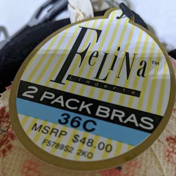 Felina 2 Pack Lace Overlay Bras - Picture 3 of 5